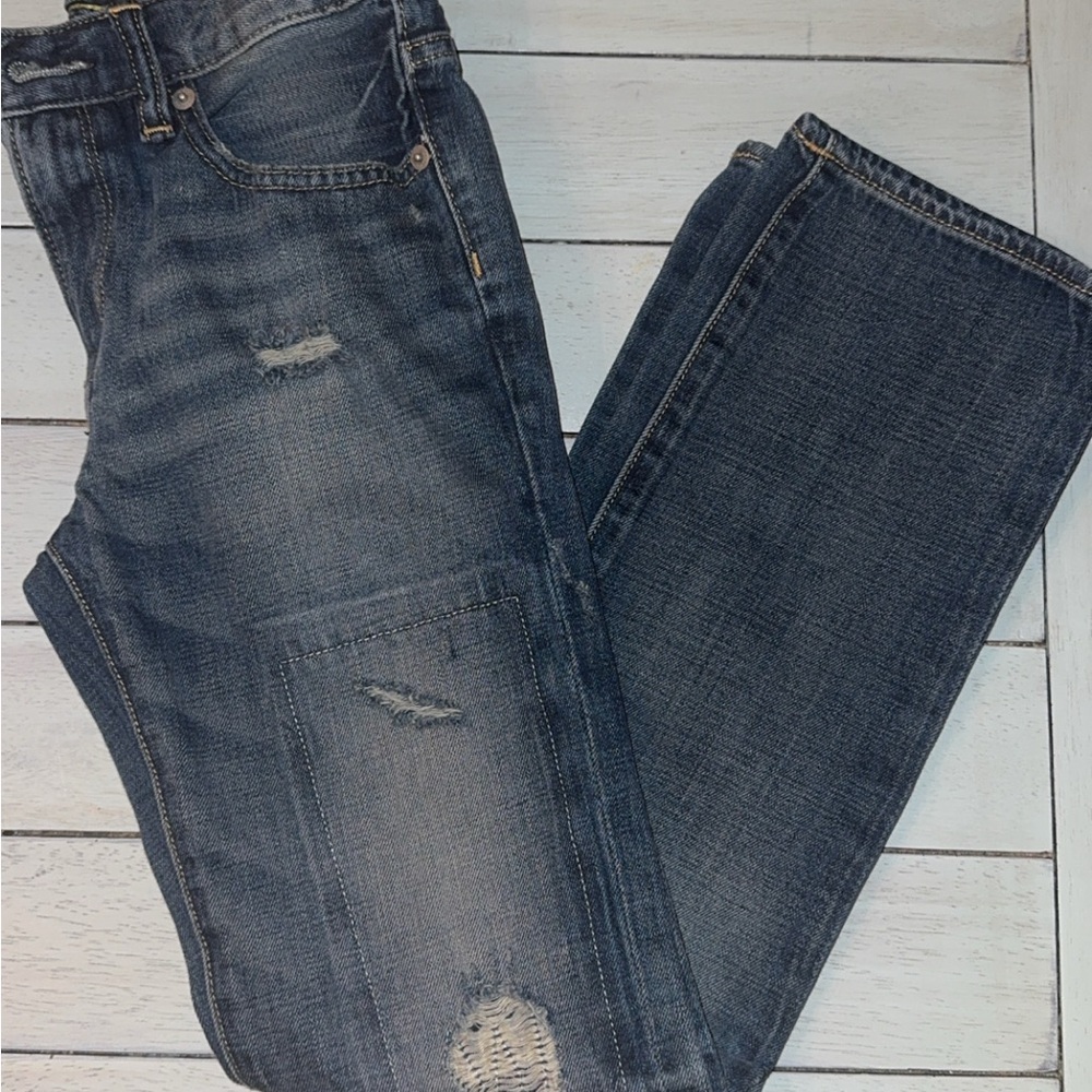 GAP KIDS | Y2K Boys Denim Jeans Plaid Button Down Polo Rugby Top Bundle SZ 12/14 - Picture 2 of 6